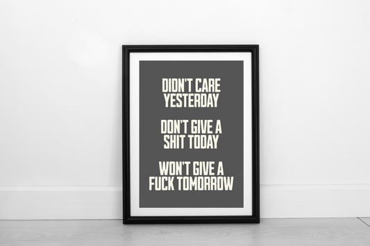 Didn't Care Yesterday... Cream on Smokey Grey - Fine Art Print