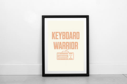 Keyboard Warrior! Pastel Orange on Cream - Fine Art Print