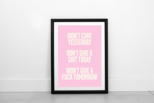 Didn't Care Yesterday... Cream on Blush Pink - Fine Art Print