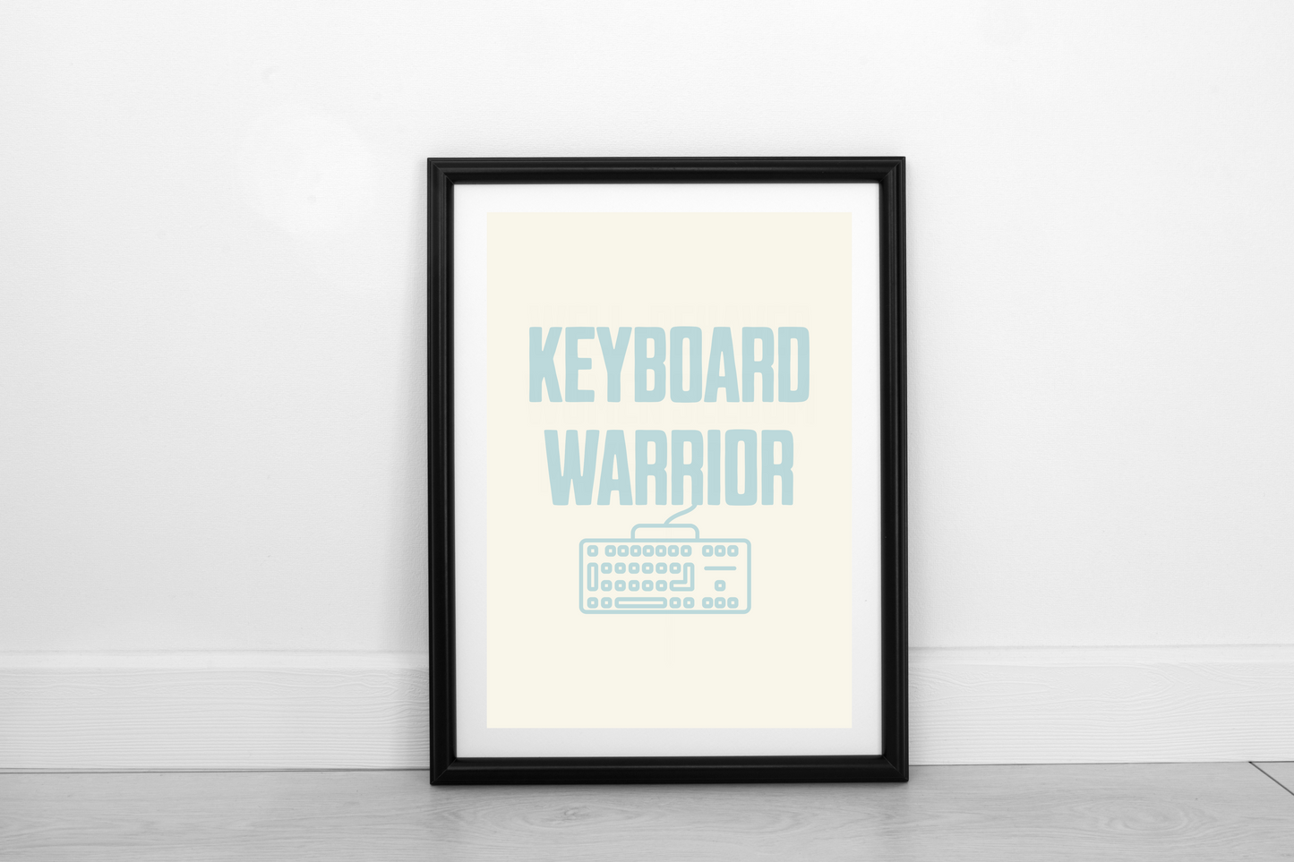 Keyboard Warrior! Powder Blue on Cream - Fine Art Print