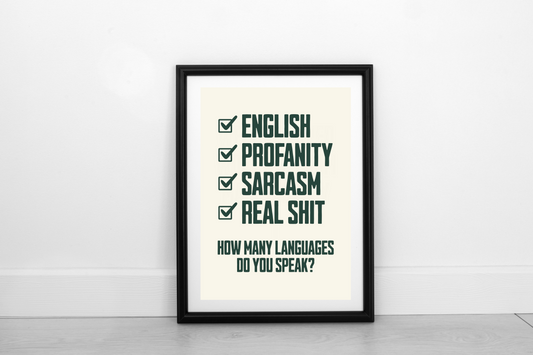 How Many Languages? Juniper Green on Cream - Fine Art Print