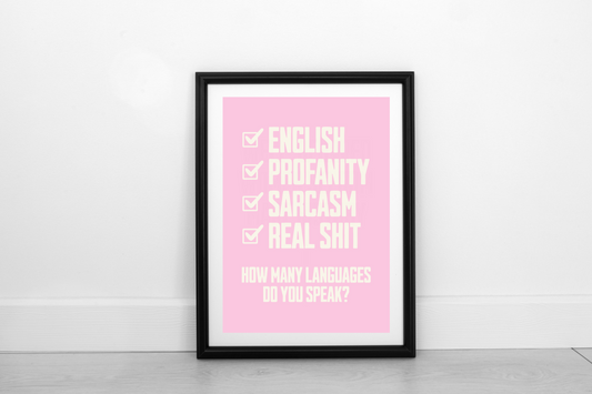 How Many Languages? Cream on Blush Pink - Fine Art Print