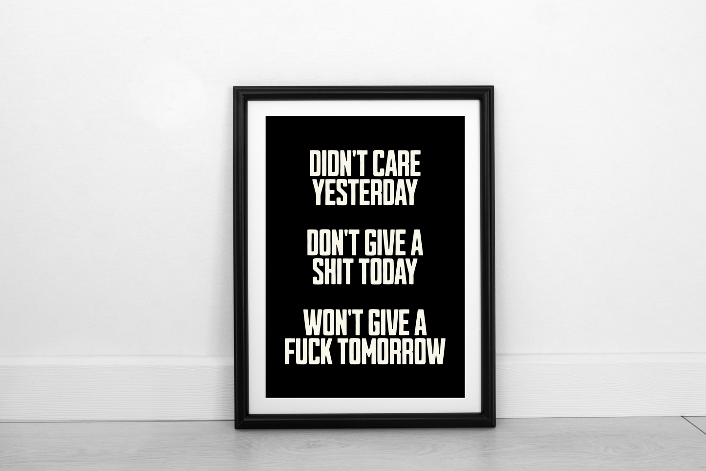 Didn't Care Yesterday... Cream on Black - Fine Art Print