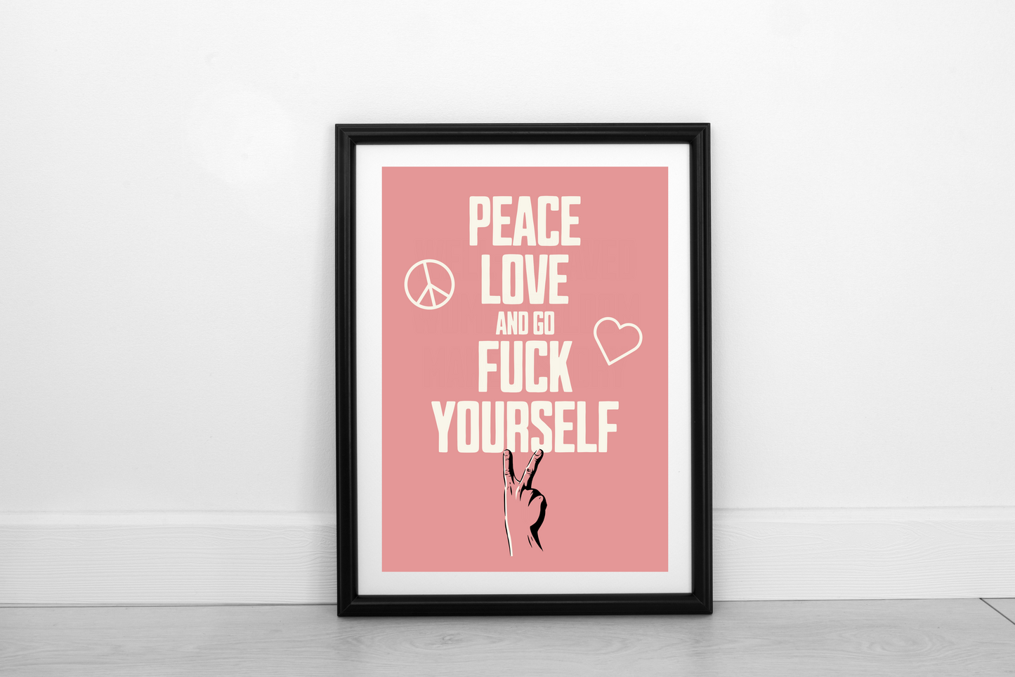 Peace Love... Cream on Dusky Rose - Fine Art Print