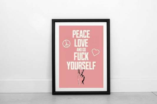 Peace Love... Cream on Dusky Rose - Fine Art Print