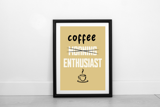 Coffee Enthusiast!  Cream on Mustard - Fine Art Print