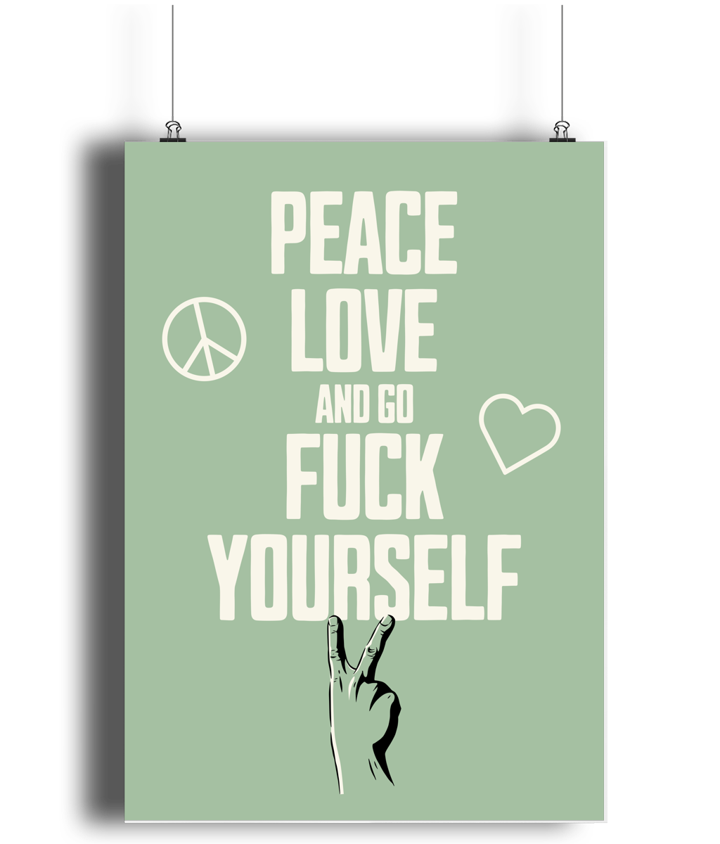 Peace Love... Cream on Pistachio - Fine Art Print