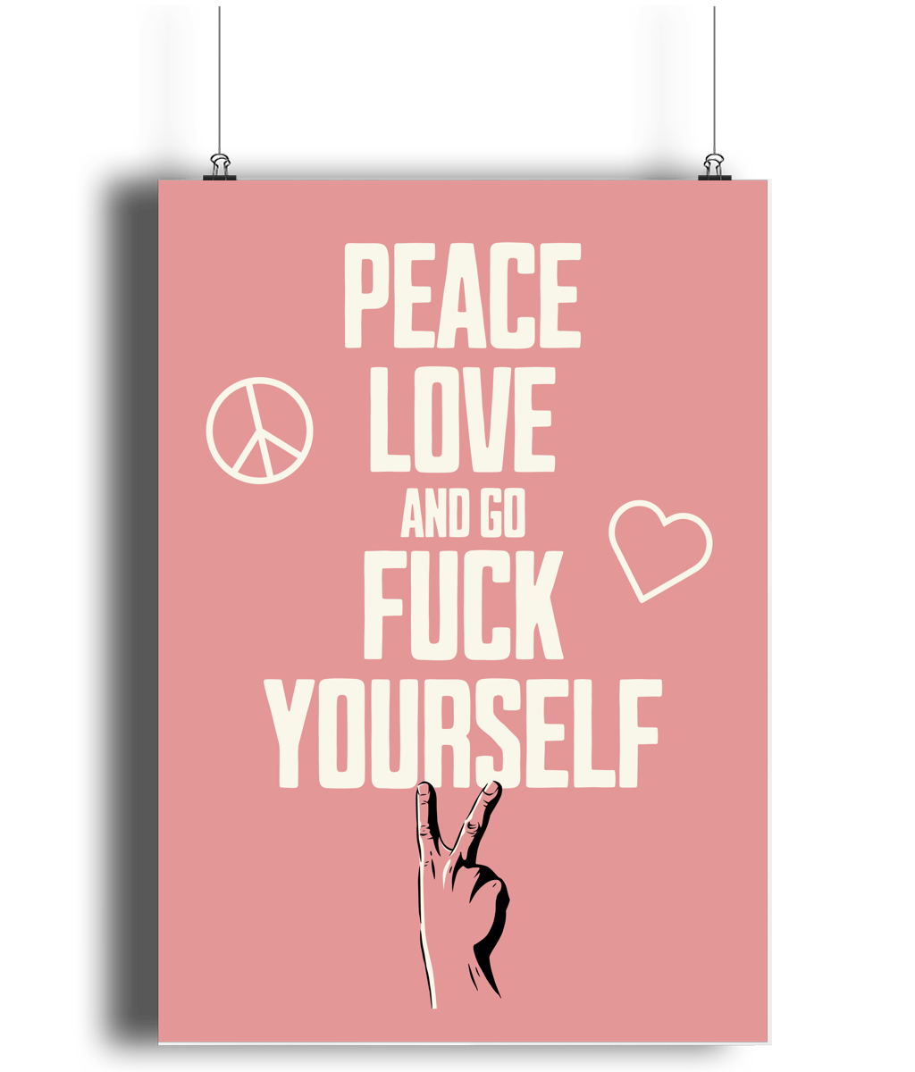 Peace Love... Cream on Dusky Rose - Fine Art Print