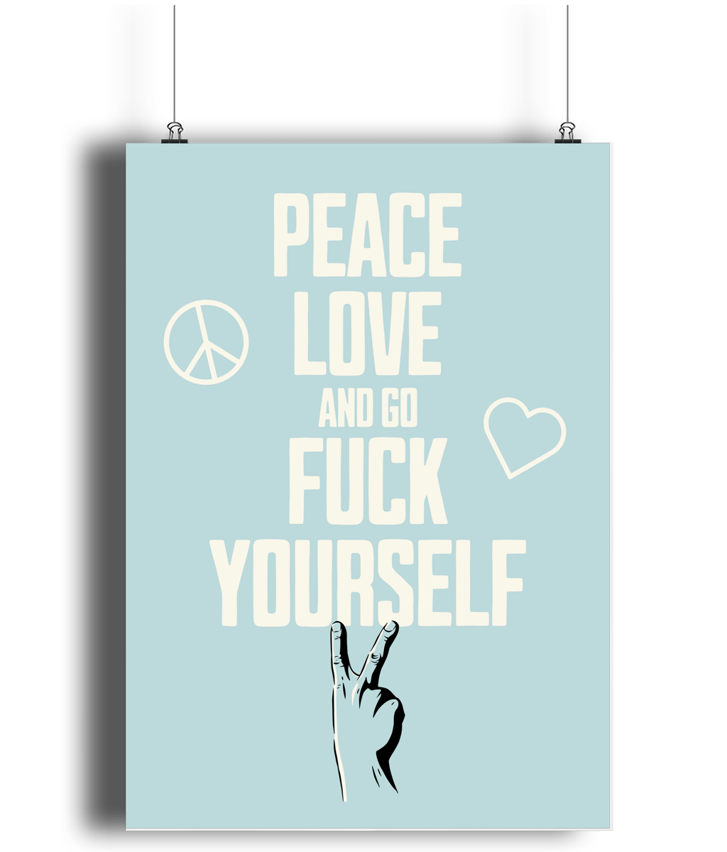 Peace Love... Cream on Powder Blue - Fine Art Print