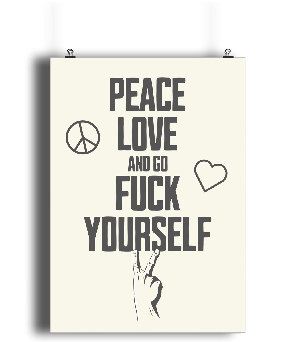 Peace Love... Smokey Grey on Cream - Fine Art Print