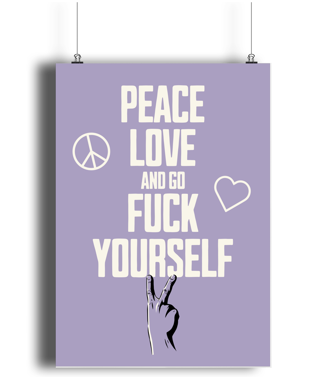 Peace Love... Cream on Heather - Fine Art Print