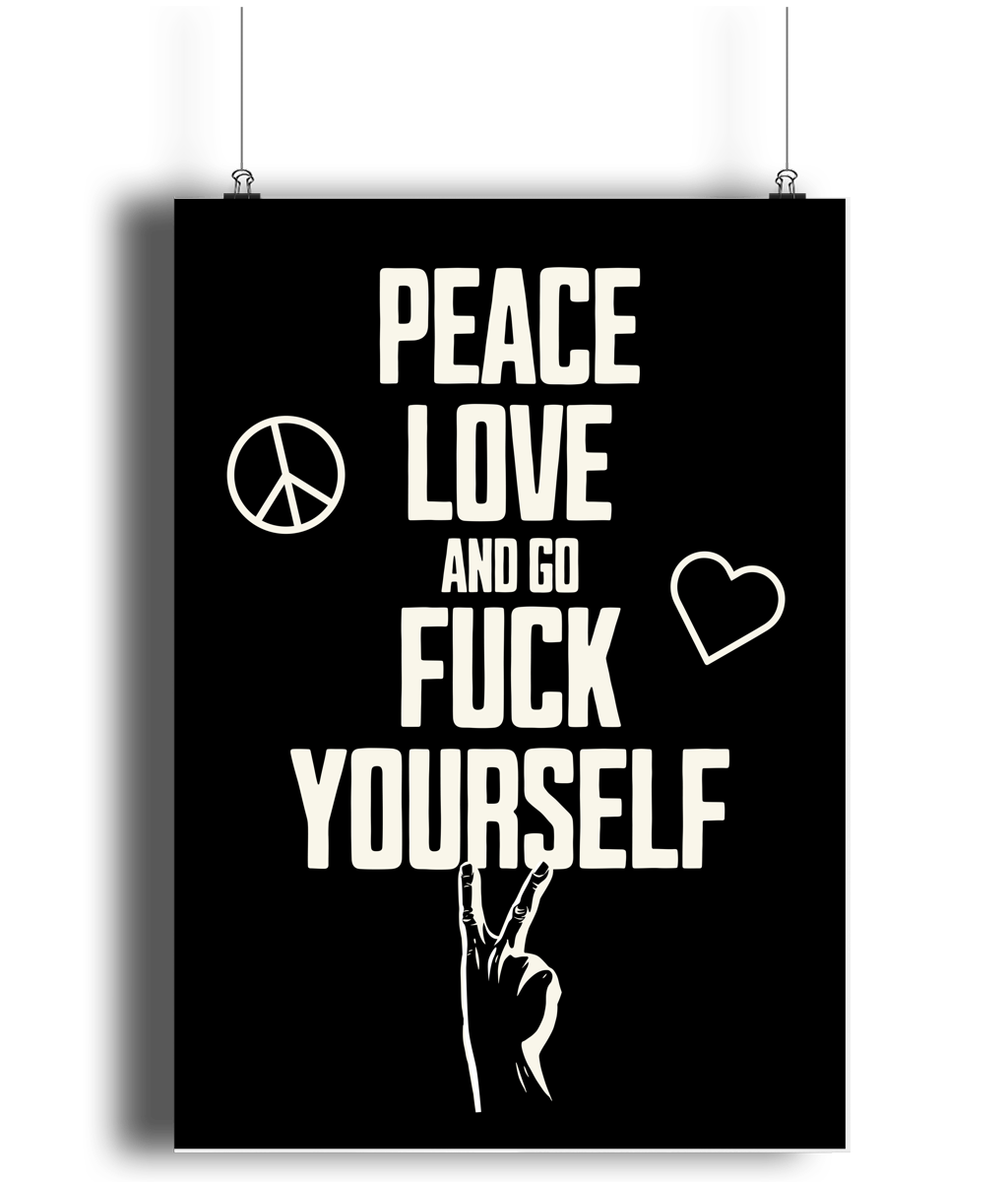 Peace Love... Cream on Black - Fine Art Print